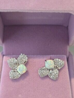 Flower Opal Spinel 925 Sterling Silver earrings